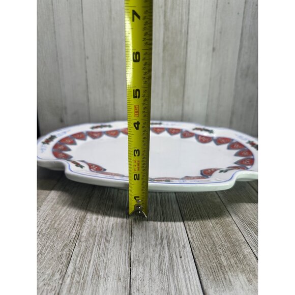 Vtg Stunning Red Stamp Chinese Heavy Porcelain Platter Tray 13" x 10" - Picture 10 of 10